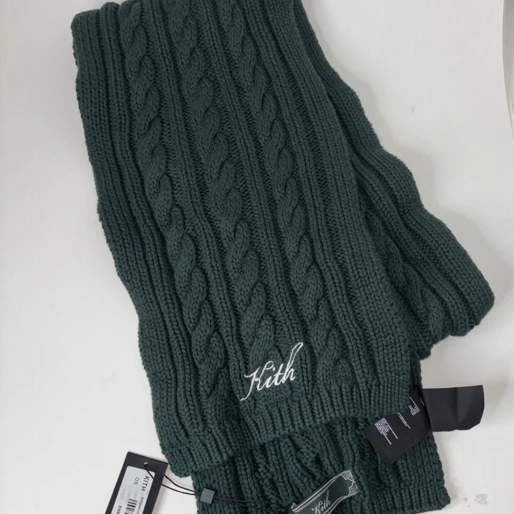 Kith Kithmas Cable Knit Scarf Green100% Cotton
